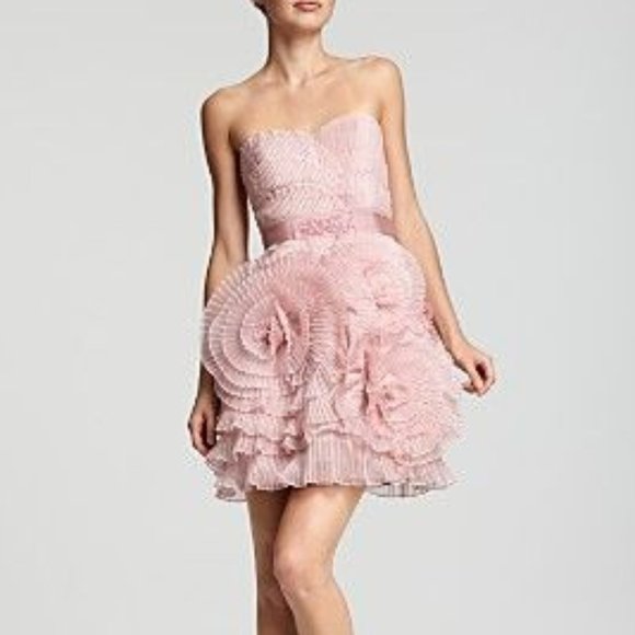 BCBGMaxAzria Dresses & Skirts - Silk BCBG Pink Dress - Silk Rosette Dress